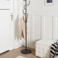 Wyld and Coco Black Metal Coat Stand 170 cm Freestanding Six Hooks