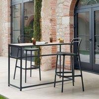 Wyld and Coco Home Set 2 Black Polypropylene Bar Chairs Weather Resistant