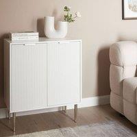 Wyld and Coco White MDF Sideboard - 2 Doors 2 Shelves Metal Legs Fluted Doors