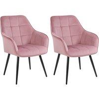 simpa 2PC Velvet Tub Accent Dining Chairs in Pink