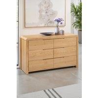 Julian Bowen Curve 6 Drawer Wide Chest in Light Oak