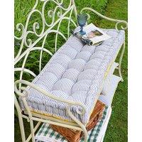 Dibor Vintage Blue Striped Reversible Indoor Outdoor Garden Bench Cushion L105cm x W42cm | Size: Large
