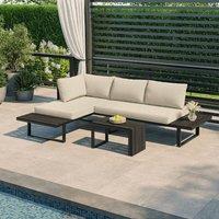 Modish Furnishing Naples Cream Aluminium 4 Seater Modular Corner Sofa Chaise Garden Set