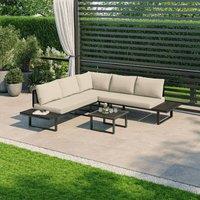 Modish Furnishing Naples Cream Aluminium 5 Seater Modular Corner Sofa Lounge Garden Set