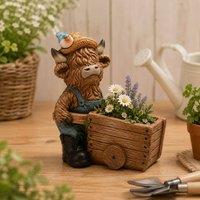 Country Living Highland Cow Outdoor Planter in Brown