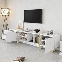 BTM TV Stand for 85 TV, Storage Cabinet & Open Shelves, White