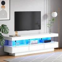 BTM 160cm High Gloss TV Stand with LED, 3 Drawers & Shelves in White