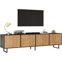 BTM TV Stand Entertainment Cabinet Drawers Roller Doors Media Unit in Natural
