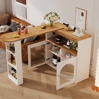 BTM Extendable Kitchen Island with LED in White