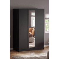 Home Discount Vida Designs Denver 3 Door Mirrored Wardrobe Storage Bedroom Furniture in Black
