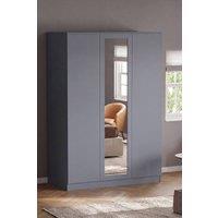 Home Discount Vida Designs Denver 3 Door Mirrored Wardrobe Storage Bedroom Furniture in Grey