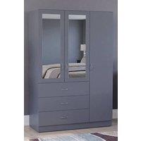 Home Discount Vida Designs Riano 3 Door 3 Drawer Mirrored Wardrobe Bedroom Furniture in Grey