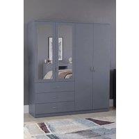 Home Discount Vida Designs Riano 4 Door 3 Drawer Mirrored Wardrobe Bedroom Furniture in Grey