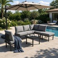Merax 5-Seater / 6-Seater Garden Corner Sofa Lounge Set with Glass Table in Grey