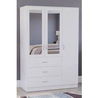 Home Discount Vida Designs Riano 3 Door 3 Drawer Mirrored Wardrobe Bedroom Furniture in White