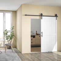 HOMCOM 213.4cm Sliding Barn Door Kit, Sliding Door with Track, White