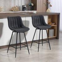 HOMCOM Swivel Bar Stools Set of 2, PU Leather Upholstered Bar Chairs, Black