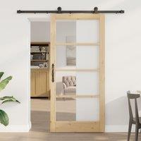 Berkfield Home Sliding Door with Hardware Set 'ORKDAL'Solid Wood & Glass in Beige