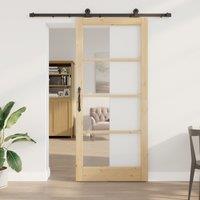 Berkfield Home Sliding Door with Hardware Set 'ORKDAL'Solid Wood & Glass in Brown