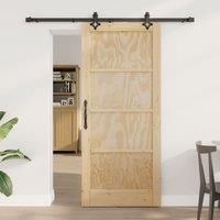 Berkfield Home Sliding Door with Hardware Set 86x198.5 cm Solid Wood Pine in Beige