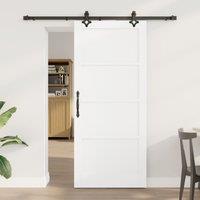 Berkfield Home Sliding Door with Hardware Set White 86x198.5 cm Solid Wood Pine