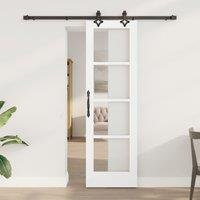 Berkfield Home Sliding Door with Hardware Set "ORKDAL" White Solid Wood & Glass