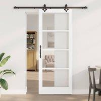 Berkfield Home Sliding Door with Hardware Set "ORKDAL" White Solid Wood & Glass