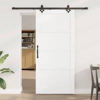 Berkfield Home Sliding Door with Hardware Set White 93x202 cm Solid Wood Pine