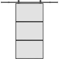 Berkfield Home Sliding Door with Hardware Set 102, 5x205 cm Tempered Glass&Aluminium in Black