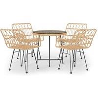 Berkfield Home 5 Piece Garden Dining Set Poly Rattan in Brown