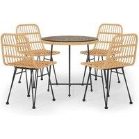 Berkfield Home 5 Piece Garden Dining Set Poly Rattan in Brown