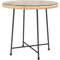Berkfield Home Dining Table 80 cm Tempered Glass & Steel in Light Tan
