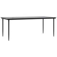 Berkfield Home Garden Dining Table Black 200x100x74cm Steel & Tempered Glass | Size: 200 x 100 x 74 cm