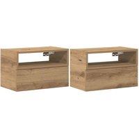 Berkfield Home Wall-mounted Bedside Cabinets 2 pcs Artisan Oak 45x26x28.5 cm in Brown