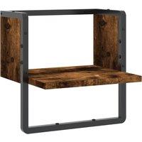 Berkfield Home Wall Shelf with Bar Smoked Oak 30x25x30 cm in Brown | Size: 30 x 25 x 30 cm
