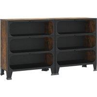 Berkfield Home Storage Cabinets 2 pcs Rustic Brown 72x36x82 cm Metal & MDF | Size: 72 x 36 x 82 cm