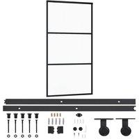 Berkfield Home Sliding Door with Hardware Set ESG Glass&Aluminium 102x205 cm in Black