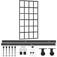 Berkfield Home Sliding Door with Hardware Set ESG Glass&Aluminium 102x205 cm in Black