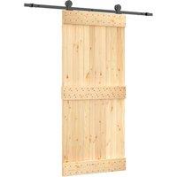 Berkfield Home Sliding Door with Hardware Set 90x210 cm Solid Wood Pine in Brown