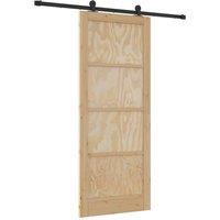 Berkfield Home Sliding Door with Hardware Set 86x211 cm Solid Wood Pine in Light Tan