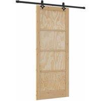 Berkfield Home Sliding Door with Hardware Set 86x211 cm Solid Wood Pine in Beige