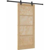 Berkfield Home Sliding Door with Hardware Set 86x198.5 cm Solid Wood Pine in Beige