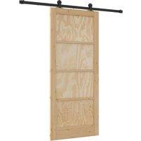 Berkfield Home Sliding Door with Hardware Set 86x198.5 cm Solid Wood Pine in Beige