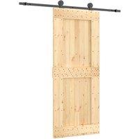 Berkfield Home Sliding Door with Hardware Set 85x210 cm Solid Wood Pine in Light Tan