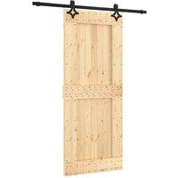 Berkfield Home Sliding Door with Hardware Set 85x210 cm Solid Wood Pine in Light Tan