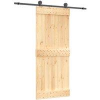 Berkfield Home Sliding Door with Hardware Set 85x210 cm Solid Wood Pine in Brown