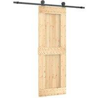 Berkfield Home Sliding Door with Hardware Set 70x210 cm Solid Wood Pine in Natural
