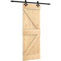 Berkfield Home Sliding Door with Hardware Set 70x210 cm Solid Wood Pine in Natural