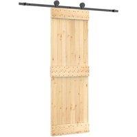 Berkfield Home Sliding Door with Hardware Set 70x210 cm Solid Wood Pine in Light Brown