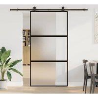 Berkfield Home Sliding Door with Hardware Set 102, 5x205 cm Tempered Glass&Aluminium in Black